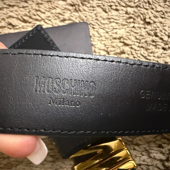 New Moschino Black Belt with Gold Lettering main image 5